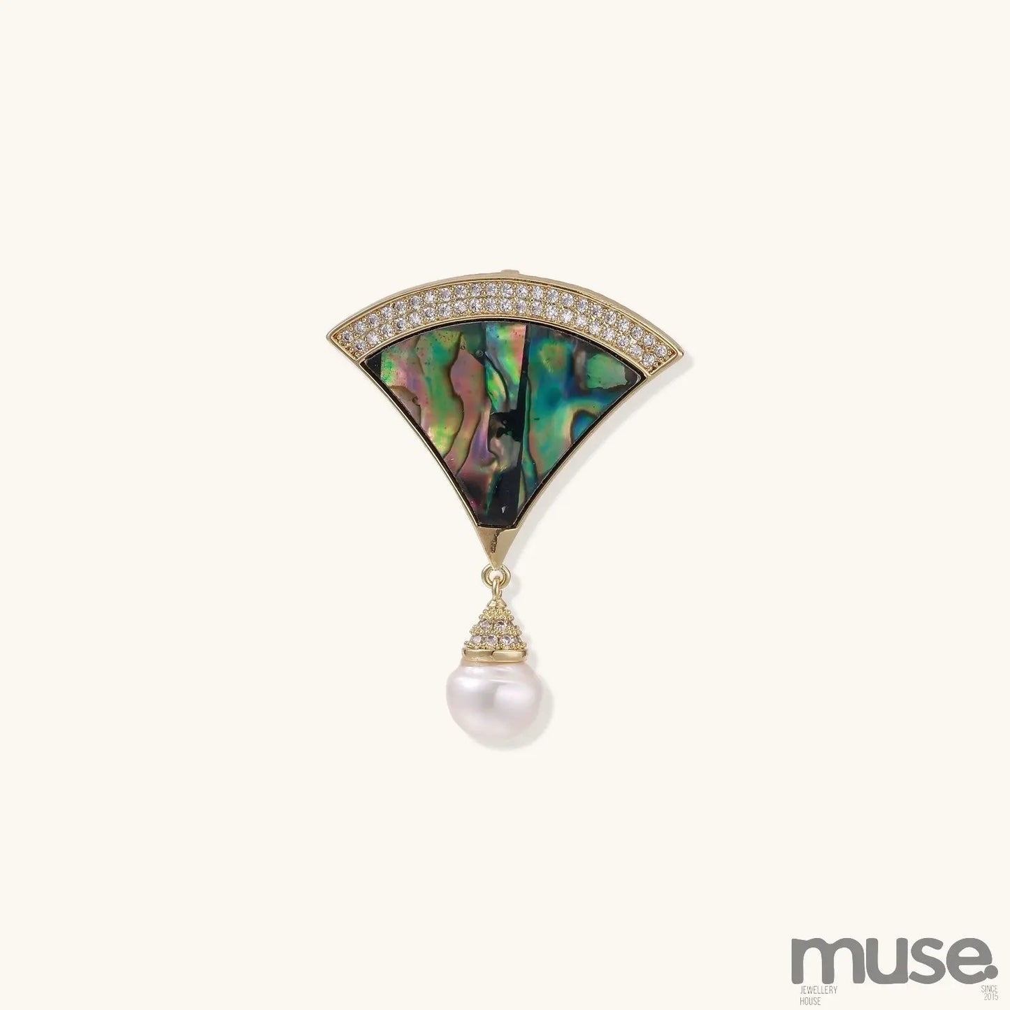 Iridescent Fan Pearl Brooch.