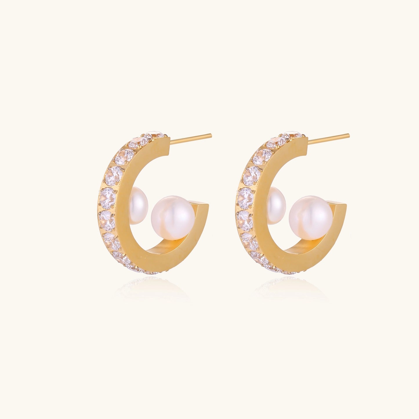 Crystal Pearl Hoops.
