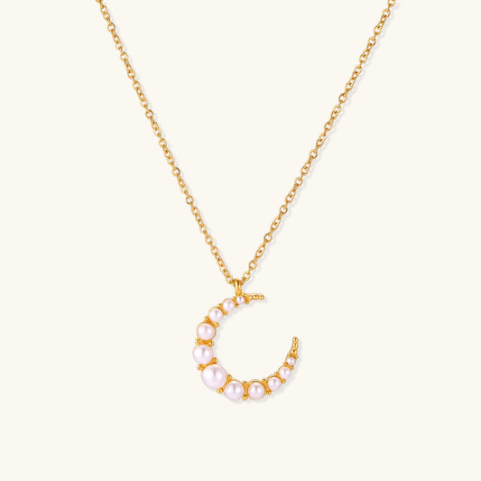 Luna Pearl Crescent Necklace.