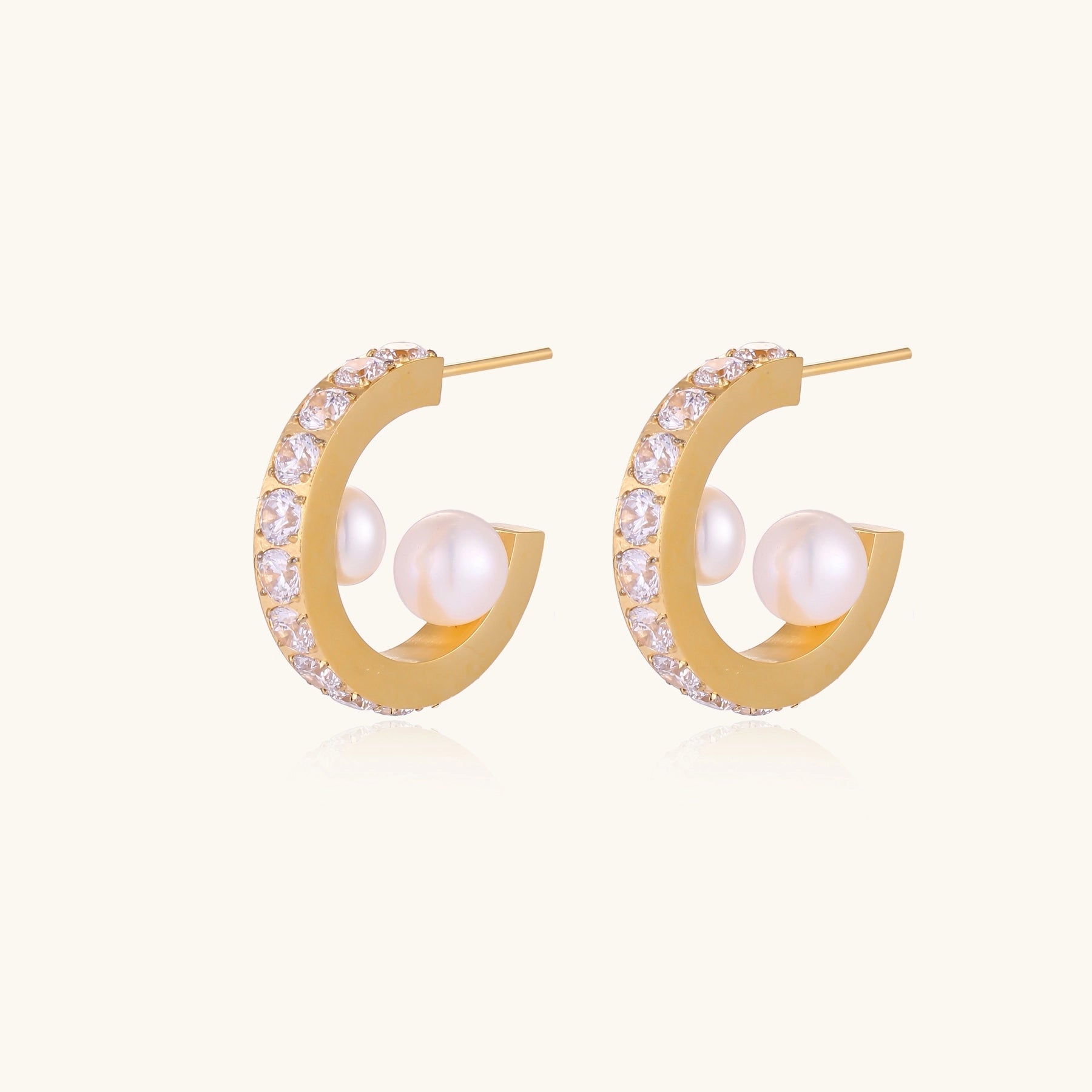 Crystal Pearl Hoops.