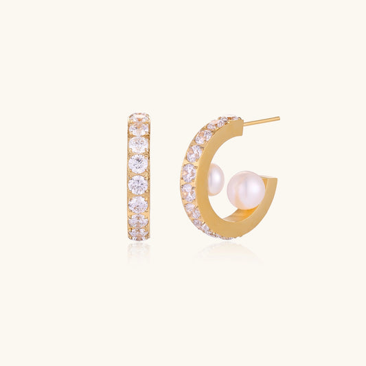 Crystal Pearl Hoops.