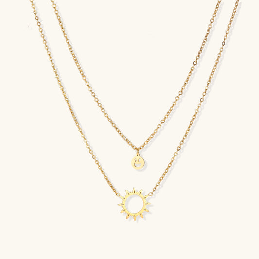 Sunshine Smiley Layered Necklace.
